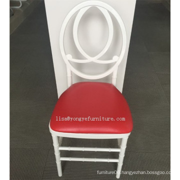 White Plastic Resin Stackable Phoenix Chair with Red PU Cushion